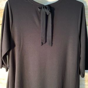 Terra & Sky Black Knit Dress Pockets Bow Back NWT